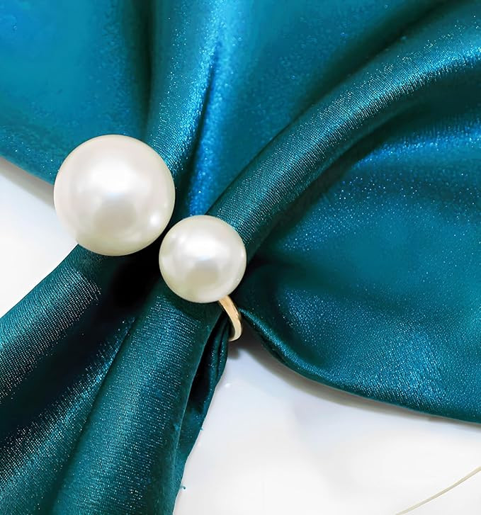 Set of 12 Napkin Rings for Dinning Table Setting- Pearl Napkin Rings for Holiday Party, Home Kitc... | Amazon (US)