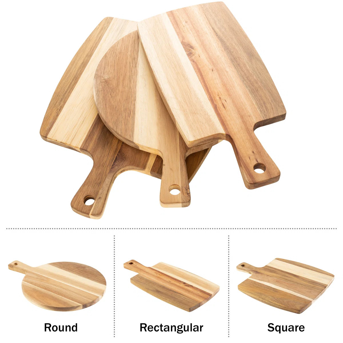 3pc Acacia Wood Cutting Board Set with Handles - for Chopping, Prepping, Serving, and Charcuterie | Wayfair North America