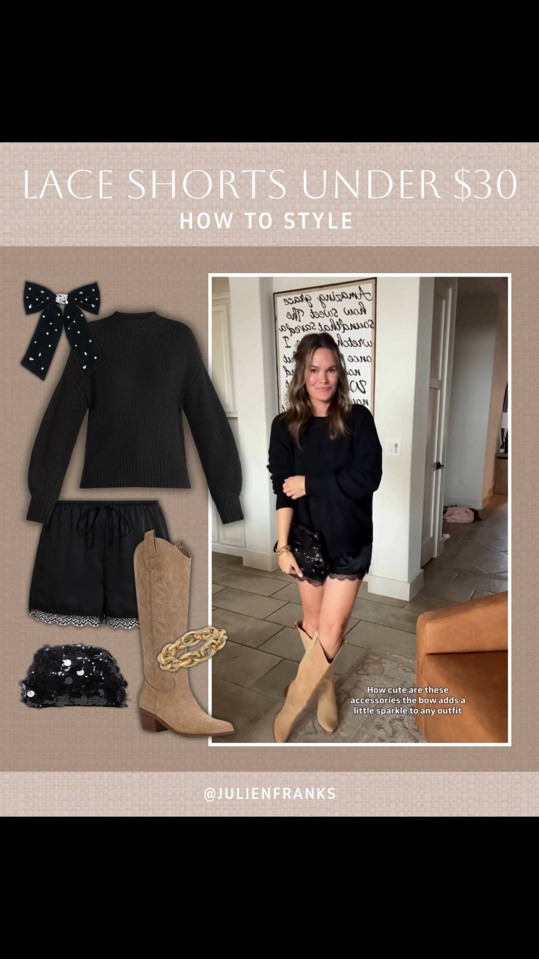 I’m obsessed with these lace shorts from Target! These remind of the viral Anthro shorts for a fraction of the cost. ✨💛 So cute styled with a sweater, boots, and a statement clutch for a any holiday events!

#targetfinds #laceshorts #sweater #boots #statementbag #amazonfinds #goingoutlooks #holidayoutfits

#LTKHoliday #LTKootd #LTKSeasonal