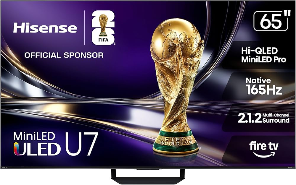 Hisense 65" U7 Mini-LED ULED 4K UHD Best Premium Gaming HDR Smart Fire TV (65U7SF, 2026 New) - Hi... | Amazon (US)
