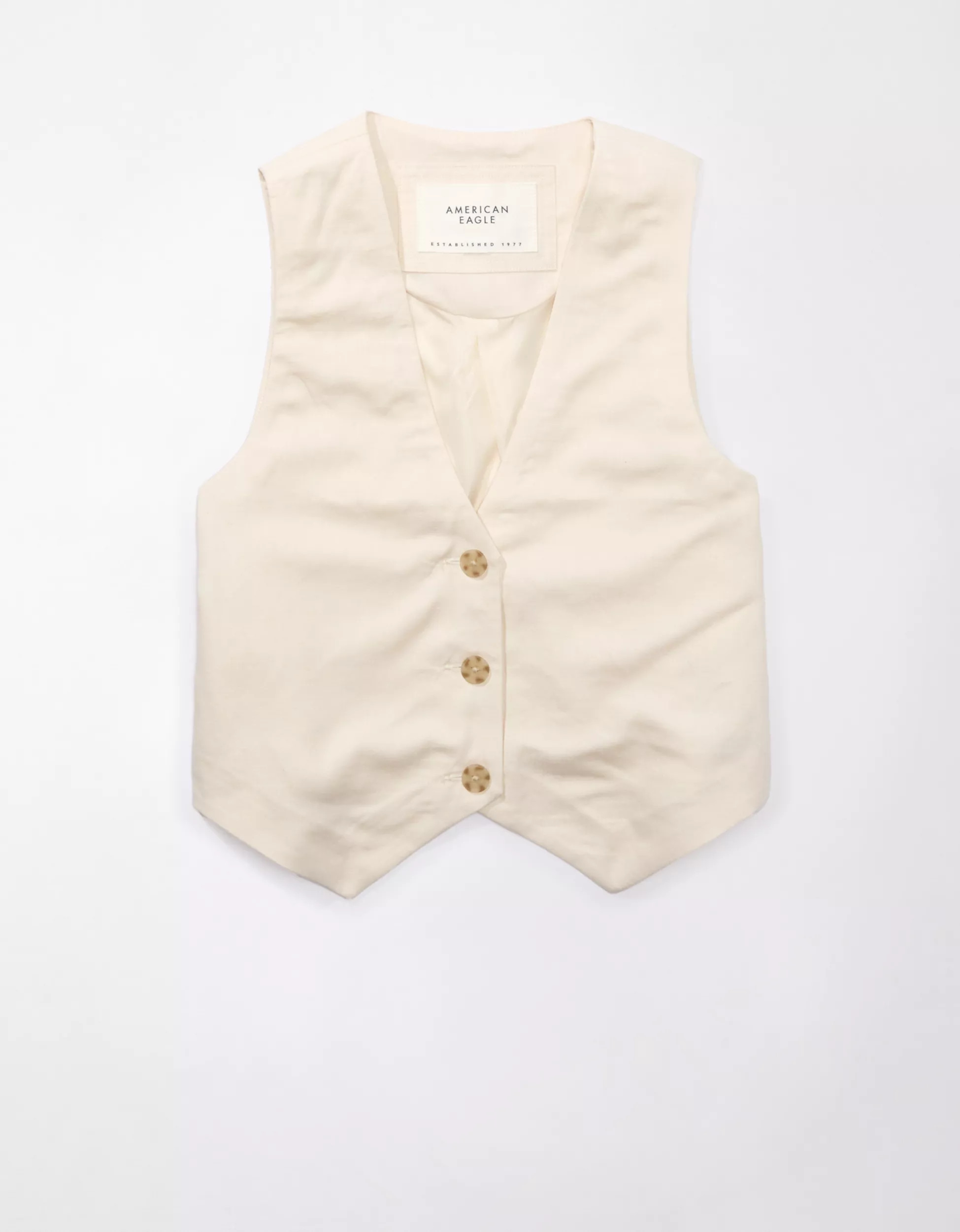AE Linen-Blend Waistcoat Vest | American Eagle Outfitters (US & CA)