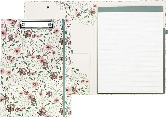 Steel Mill & Co Cute Clipboard Folio with Refillable Lined Notepad and Interior Storage Pocket, E... | Amazon (US)