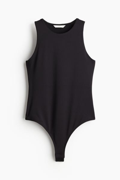 Jersey Thong Bodysuit - Round Neck - Sleeveless - Black - Ladies | H&M US | H&M (US + CA)