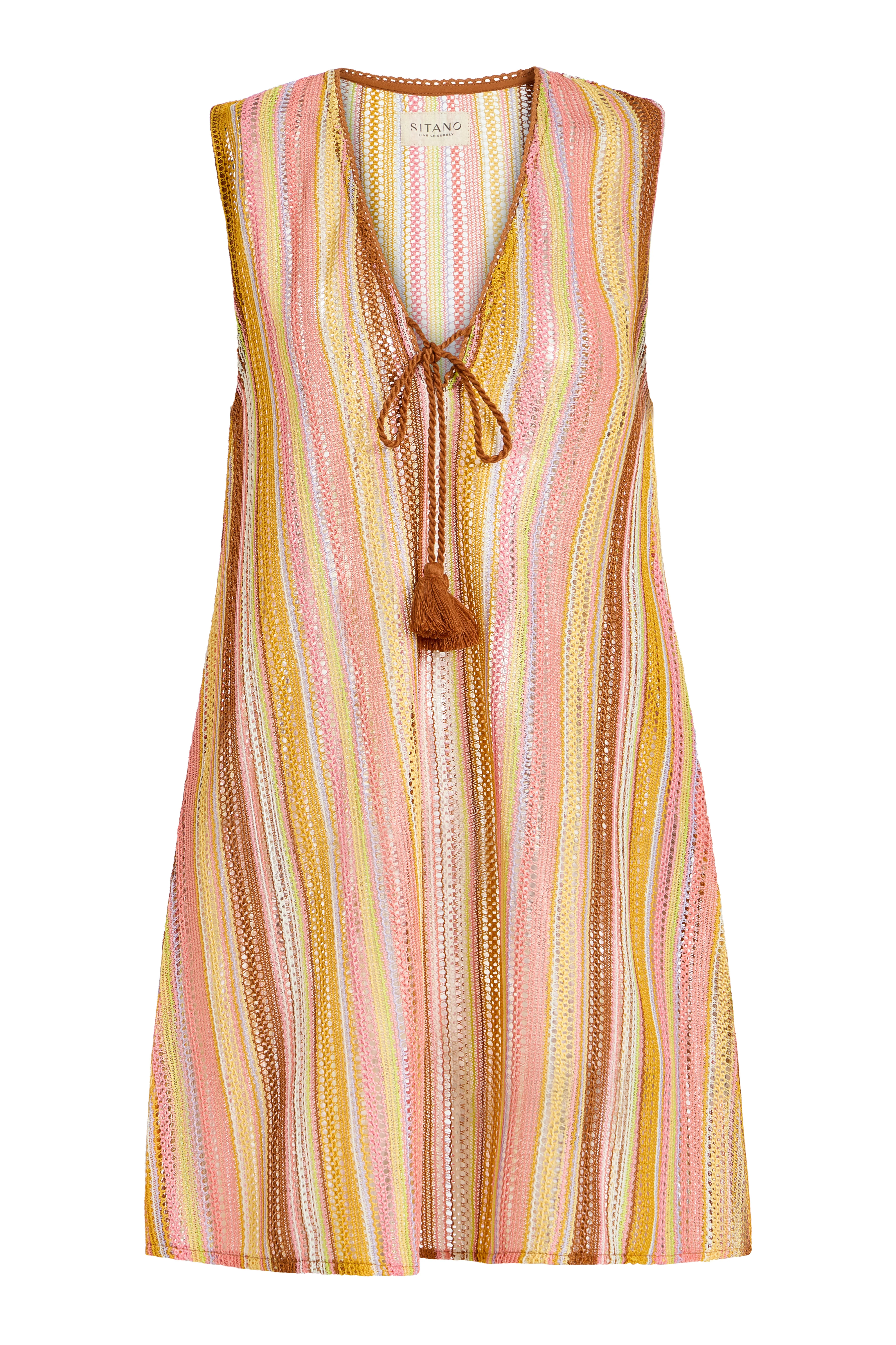 Sorrento Short Dress - Lavender/Orange/Brown Stripes | Sitano