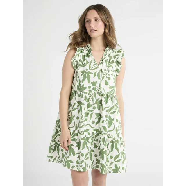 Time and Tru Women's Flutter Sleeve Mini Dress, Sizes XS-XXXL | Walmart (US)