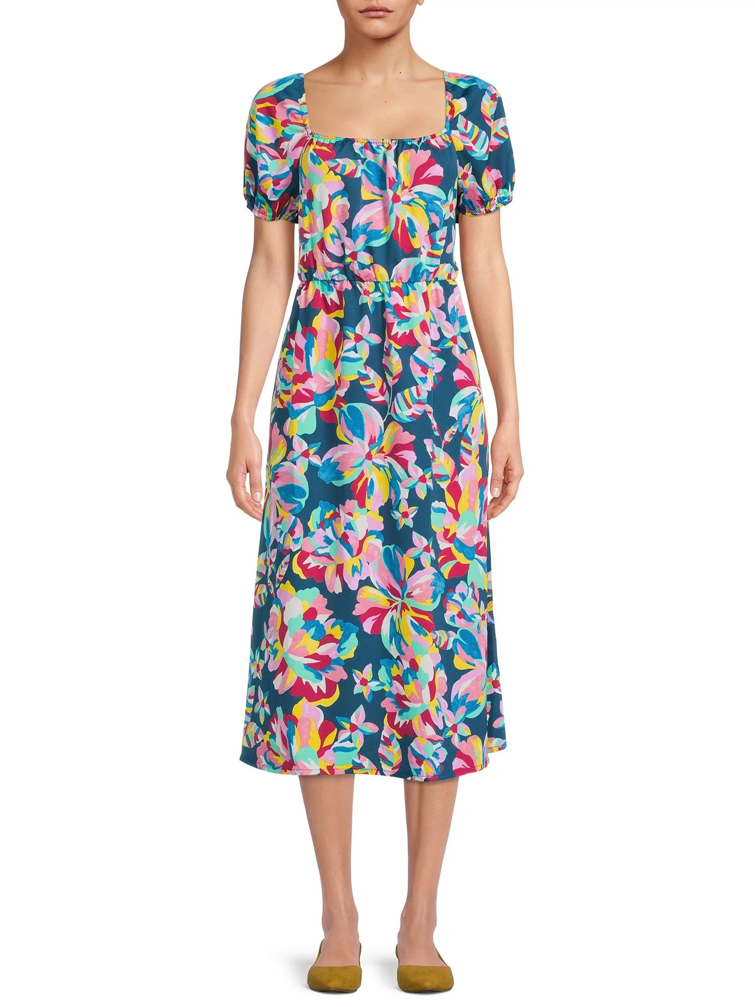 The Get Women's Tie Back Print Midi Dress | Walmart (US)
