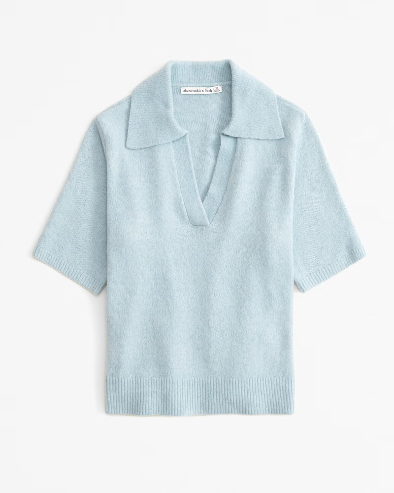 Abercrombie & Fitch Women's Notch-Neck Sweater Tee in Blue - Size S | Abercrombie & Fitch (US)