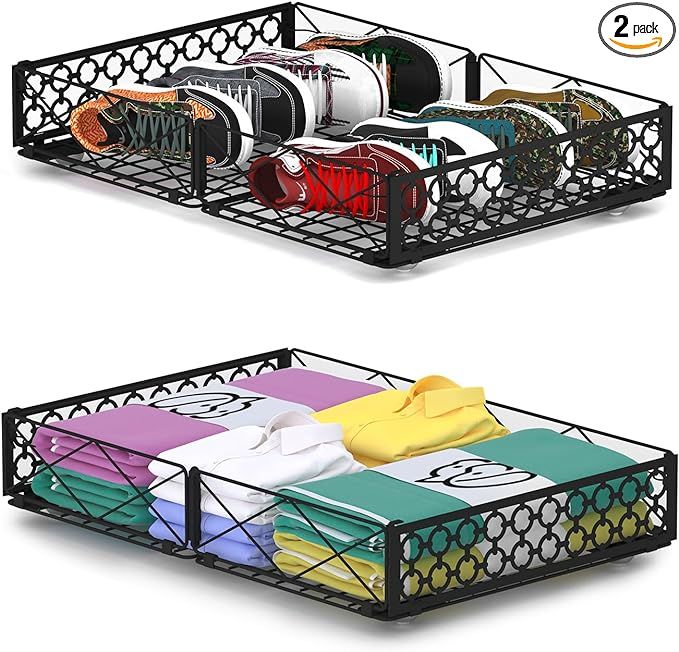 NADAMOO Under Bed Storage with Wheels, 2 Pack Rolling Under Bed Storage Containers，Foldable Met... | Amazon (US)