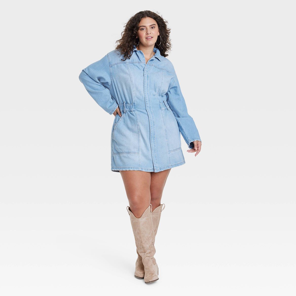 Women's Long Sleeve Denim Shirtdress - Universal Thread™ Light Wash 24 | Target