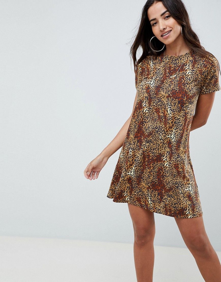 ASOS DESIGN leopard print swing dress - Multi | ASOS US