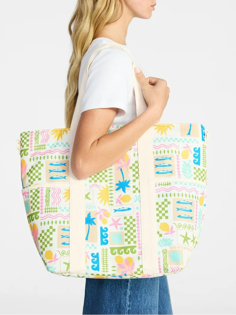 No Boundaries Women's Beach Insulated Tote Bag, Multi Coastal | Walmart (US)