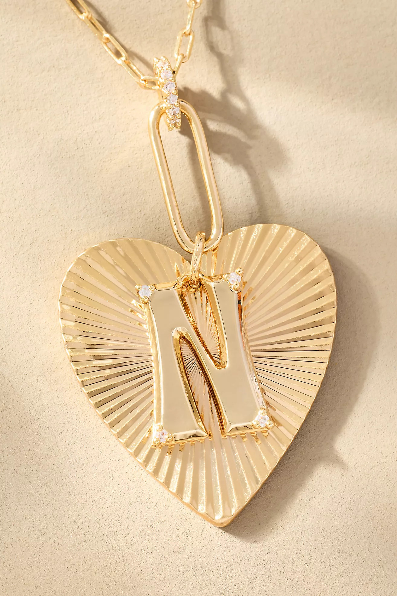 Fluted Heart Pendant Monogram Necklace | Anthropologie (US)