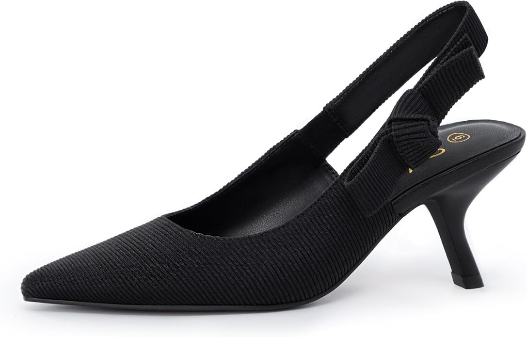 Athlefit Women's Slingback Kitten Heels Closed Pointed Toe Bowknot Pumps Dress Shoes for Work Wed... | Amazon (US)