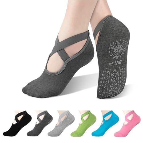 BKP Yoga socks for women 6 Pairs,Pilates socks with Grips for women,Non slip socks for Ballet,Dance,Home,Barefoot | Amazon (US)