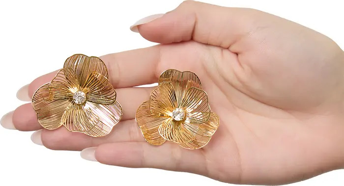 Jessica Simpson Textured Gold-Tone Petal Flower Stud Earrings | Nordstrom | Nordstrom