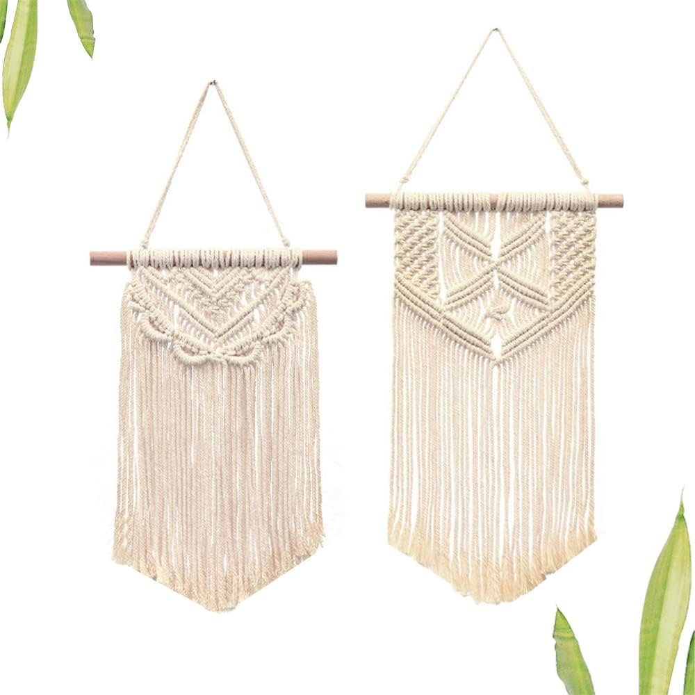 mono living Macrame Wall Hanging 2 Pcs, Boho Office Décor Bohemian Décor Boho Room Décor Wall ... | Amazon (US)