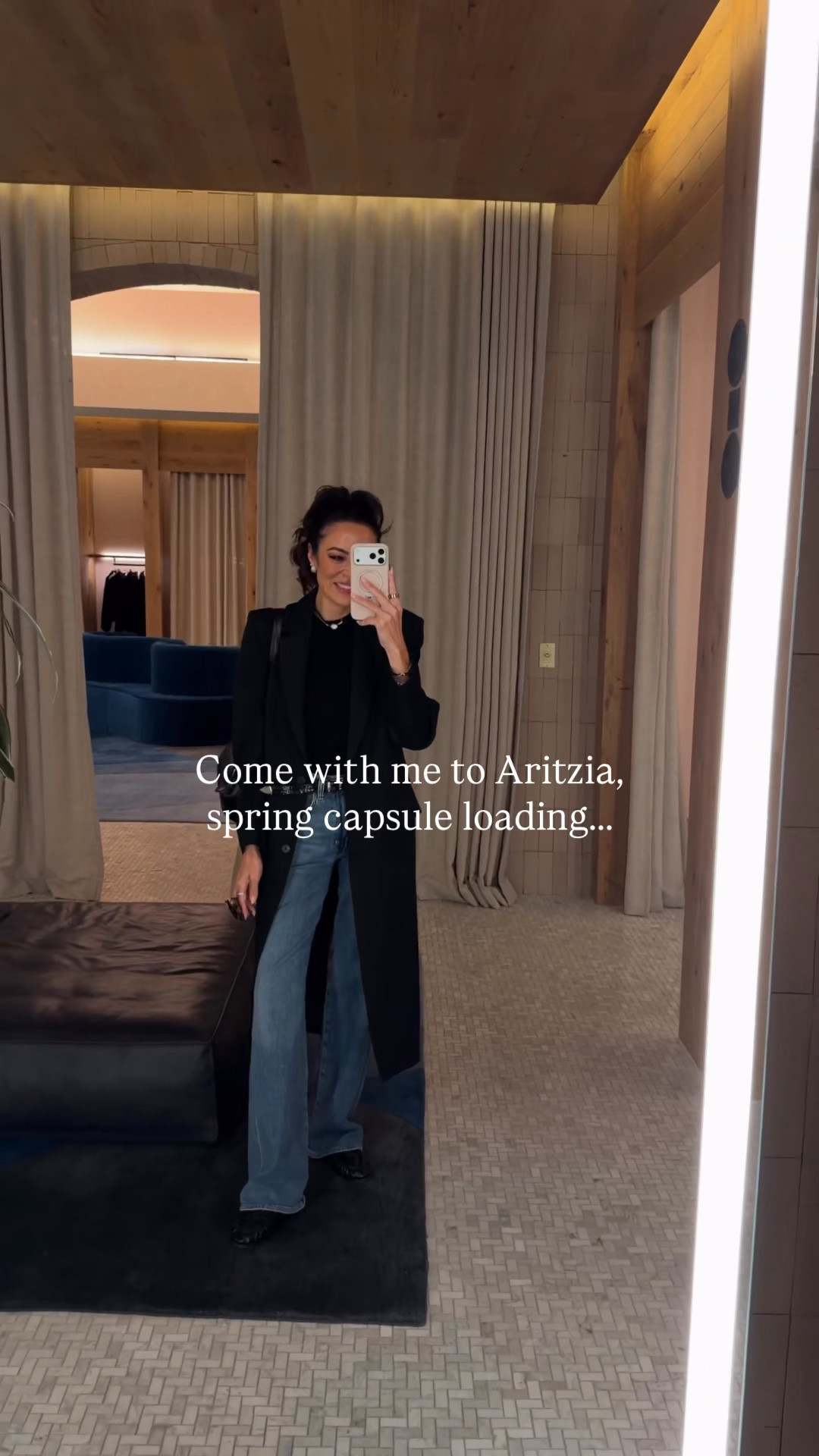 My top HOT 5 for spring from my @Aritzia try on! Here’s what I brought home! 
Jean jacket S
Anorak jacket XS
White jeans tts
Black jeans size down 1-2 sizes runs generous! 