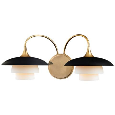 Hudson Valley Barron 8 1/4" High 2-Light Aged Brass Modern Wall Light | Lamps Plus
