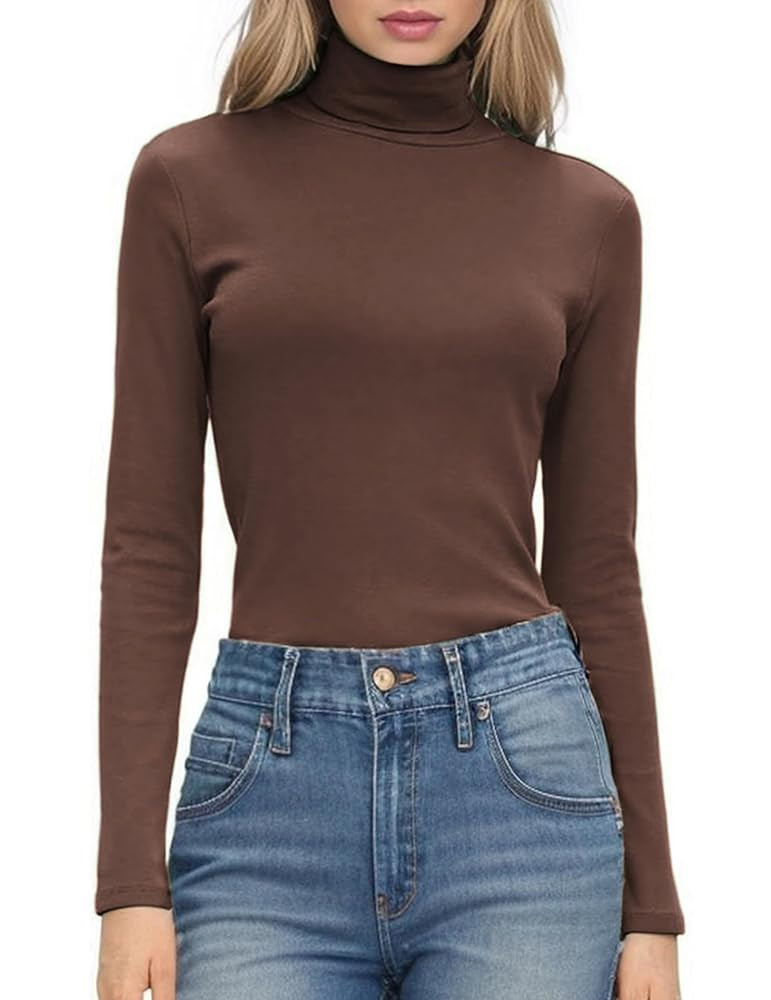 HOTOUCH Women's Turtleneck Long Sleeve Shirts Casual Basic T Shirts Lightweight Base Layer Solid ... | Amazon (US)