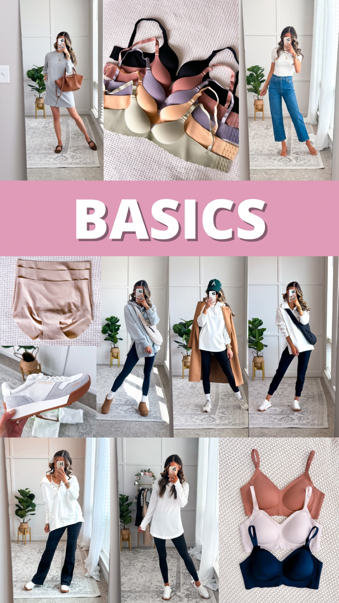 1. Levi’s Straight Jeans
2. Seamless-Bra
3. T-Shirt Dress
4. Basic Layering Tank 
5. Neutral Sneakers 
6. Tunic T-Shirt 
7. Grey Hoodie (zipper split hem sides)
8. Anti-Wedgie Underwear 
9. Quarter Zip Pullover 
10. Seamless Push Up
11. Butter Soft Tunic Hoodie (and Leggings) 

#LTKSeasonal #LTKGiftGuide #LTKHoliday