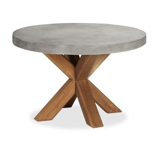 Abbott Indoor/Outdoor 48" Concrete & FSC® Acacia Round Dining Table, Brown | Pottery Barn (US)