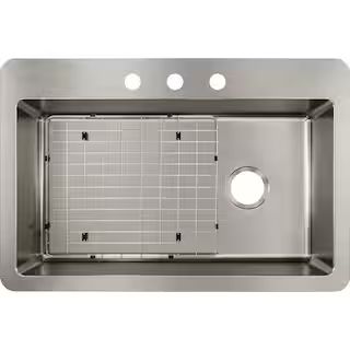 Elkay Avenue Drop-in/Undermount Stainless Steel 33 in. Single Bowl Kitchen Sink with Bottom Grid ... | The Home Depot