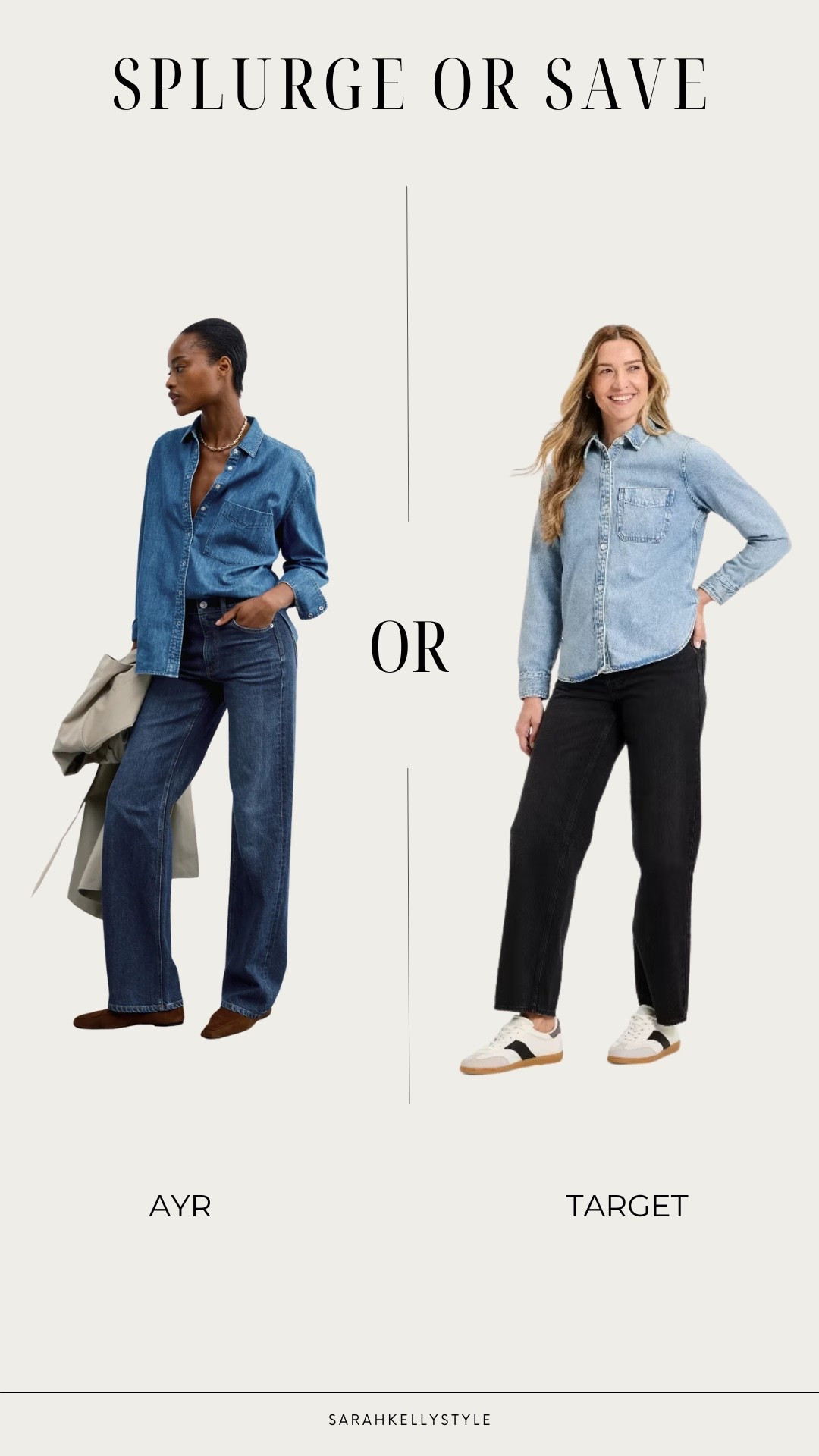 A great splurge versus save find. I own both of these denim shirts and they are a great staple in a capsule closet.

#LTKootd #LTKOver40 #LTKSeasonal