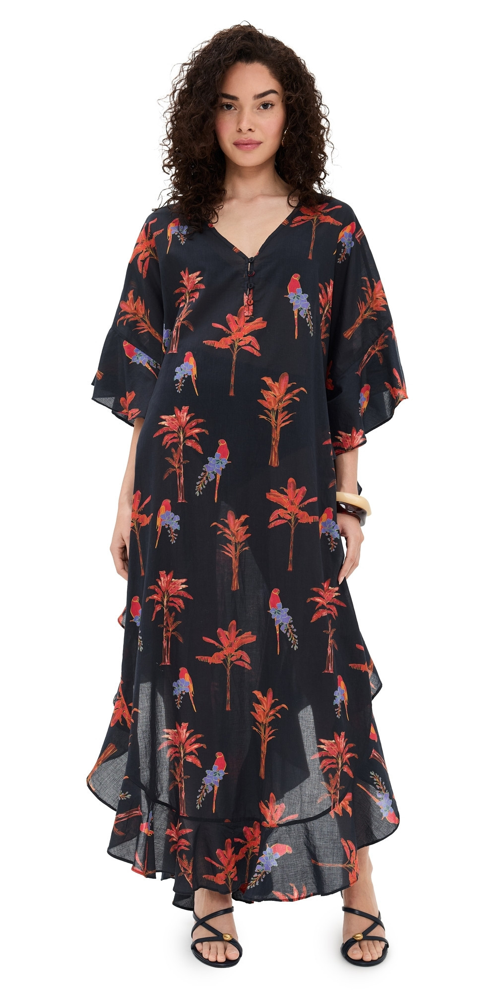 Coniglio Palm Beach Marjorie Maxi Caftan Palm Forest Black One Size | Shopbop