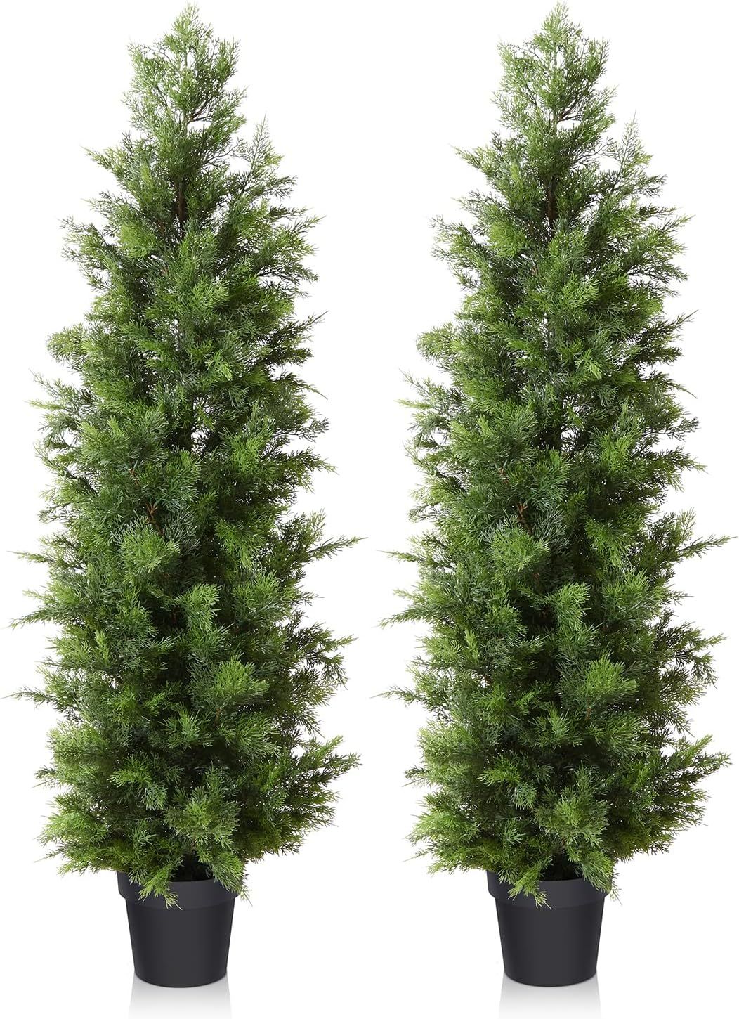LOMANTO Outdoor Artificial Topiary Cedar Tree 2Pack Fake Tree 5Ft UV Rated Potted Plants for Porc... | Amazon (CA)