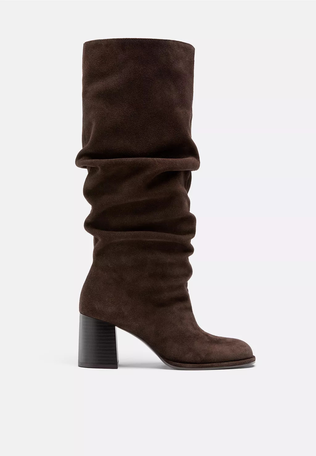 Slouchy leather heeled boots - Women's Boots and ankle boots | Stradivarius United Kingdom | Stradivarius (UK)