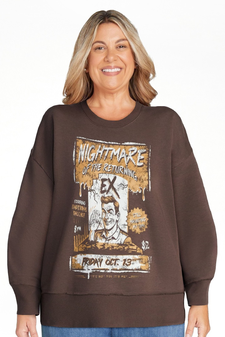 Women's Halloween Nightmare Ex Graphic Fleece from Way to Celebrate, Sizes S-4X | Walmart (US)