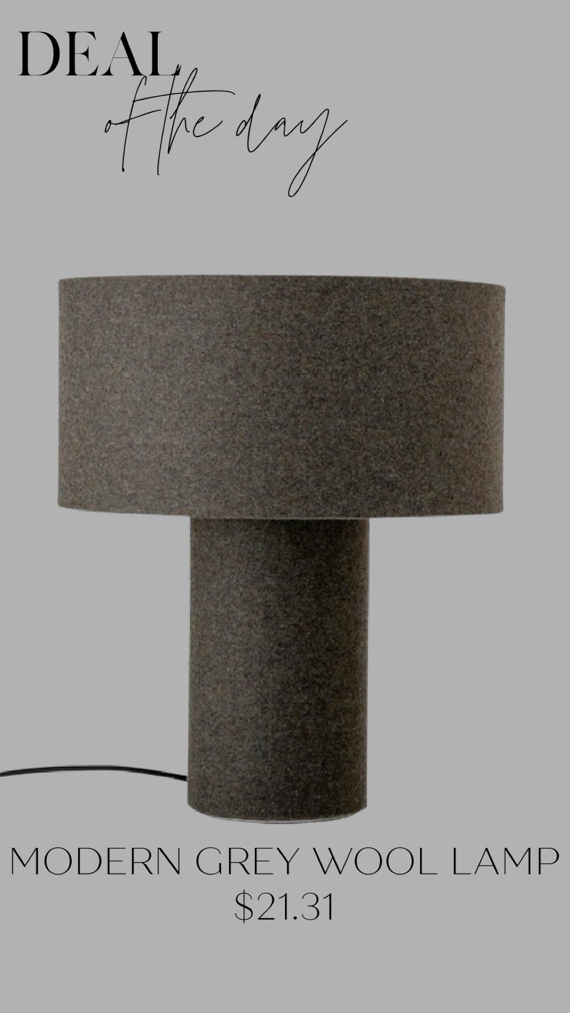 This stunning tonal grey-on-grey wool lamp is the perfect blend of modern and chic—and it’s only $21.31! Its soft, neutral tones make it a stylish addition to any room, adding texture and warmth to your space without breaking the bank. A budget-friendly find you won’t want to miss!

#LTKFindsUnder50 #LTKSaleAlert #LTKHome