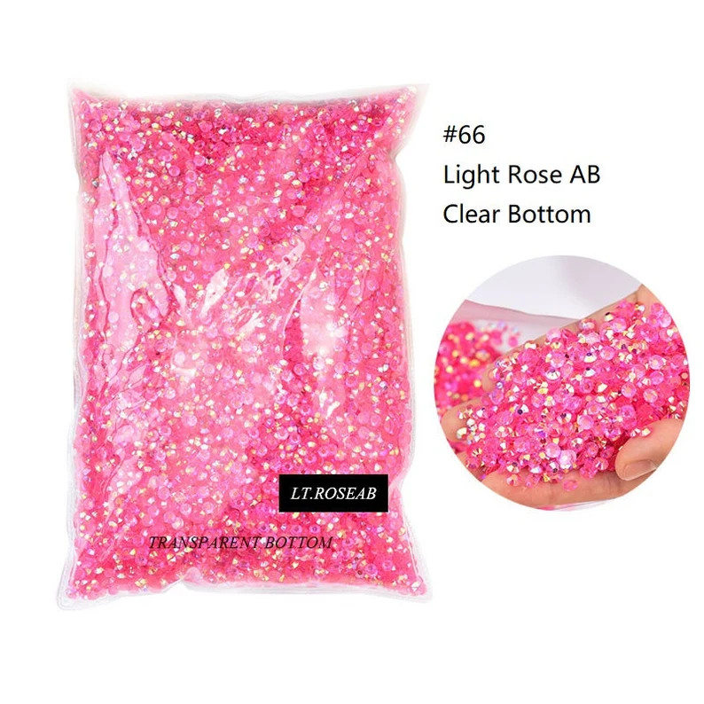 50000pcs Light Rose AB Rhinestones Transparent Base Iridescent Nonhot Fix Resin Jelly Rhinestones... | Etsy (US)