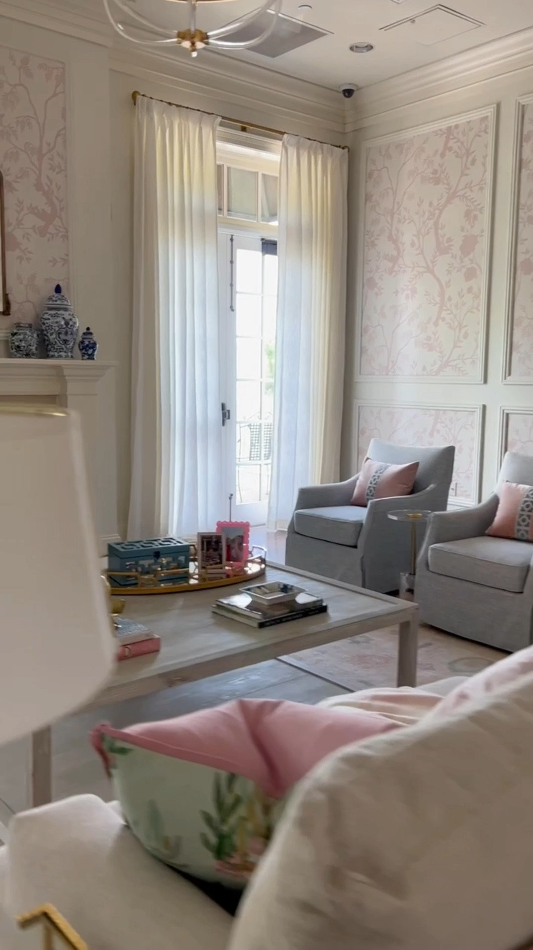 You've been asking so here are all the details from my latest install from Arkansas AOII. 🤩

For this project, we selected a chinoiserie pattern from WallSnobs in a spray-and-stick format, allowing for easy removal when it's time for a future update. The formal living room felt drab, and the chapter wanted a brighter and more sophisticated look. 

With picture molding added seven years ago, we decided that brightening the paint color to Oyster White from Sherwin Williams and incorporating custom wallpaper would perfectly refresh the space and draw the eye in from the foyer.

📍 University of Arkansas | Alpha Omicron Pi | Xi Omicron Chapter

#LTKHome #LTKU #LTKBacktoSchool