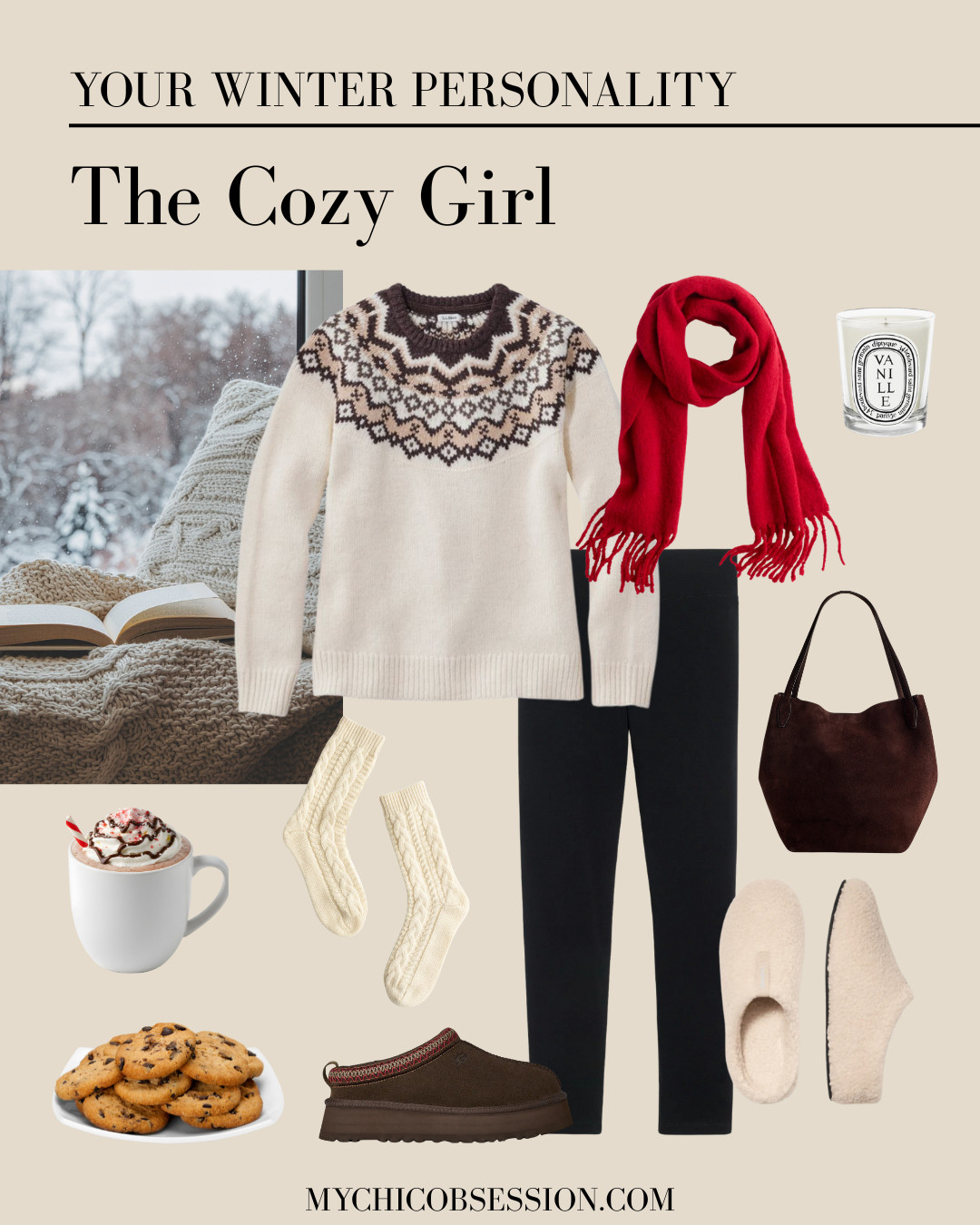 Bridge the time between fall and winter cozied up in cold-weather essentials like comfy leggings, a Fair Isle sweater, a warm scarf, slippers, cable knit socks, and a suede bag. 

 #LTKSeasonal