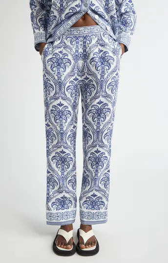 Tropical Print Linen Blend Pants | Nordstrom