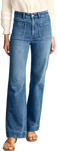 KUNMI Women's Wide Leg Jeans High Waisted Straight Leg Stretchy Denim Pants with Pockets | Amazon (US)