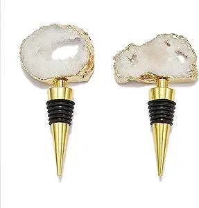 Sip and Shimmer Crystal Wine Bottle Stoppers – 2-Pcs Set Gemstone Champagne Stoppers for Bottle... | Amazon (US)
