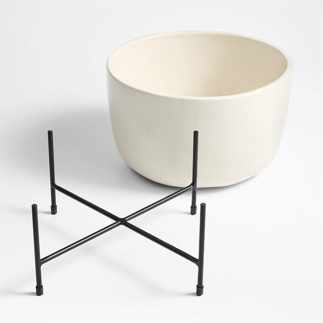 Bristol Ceramic Beverage Tub with Black Iron Stand | Crate & Barrel | Crate & Barrel