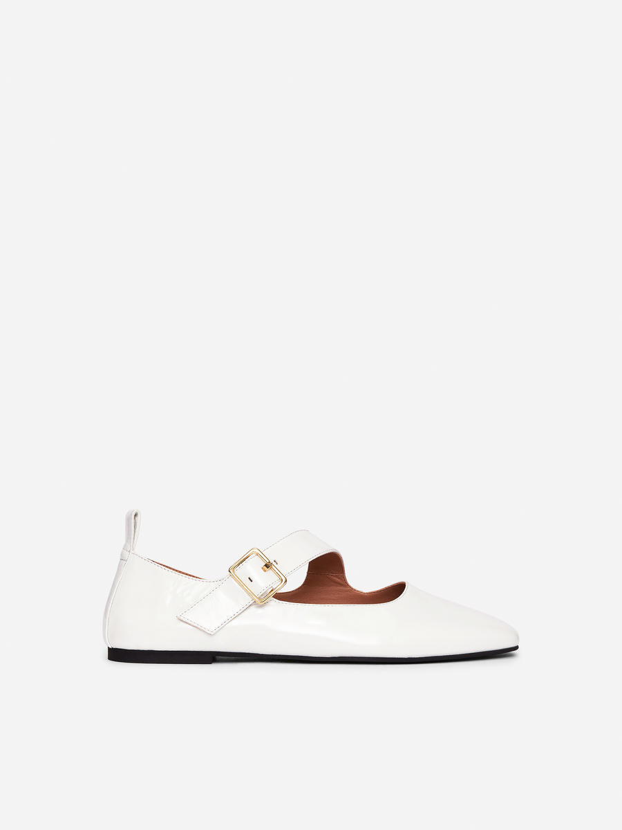 Mary-Jane-Ballerina aus Leder – Weiß – Damen – ARKET DE | Arket EU