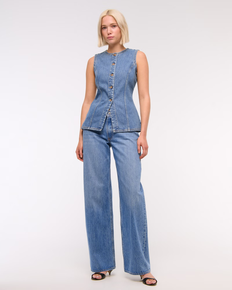 Women's Denim Vest | Women's Tops | Abercrombie.com | Abercrombie & Fitch (US)
