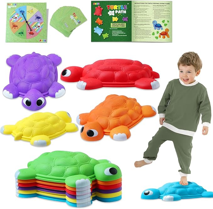 JOYIN Turtle Balance Stepping Stones, 6 Pcs Kids Turtle Jumping Stones Steps Stones Up to 265 Ibs... | Amazon (US)