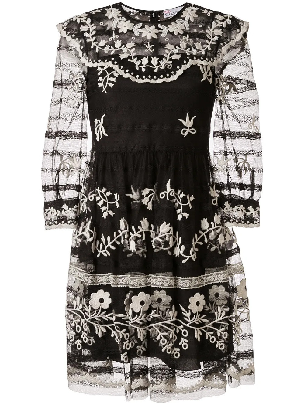 RED Valentino embroidered mini dress - Black | Farfetch Global