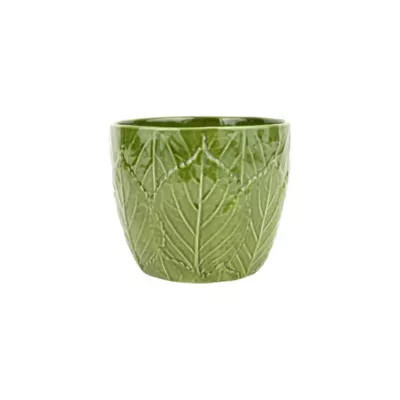 Vietri Viva Garden Green Embossed Leaves Cachepot | Belk