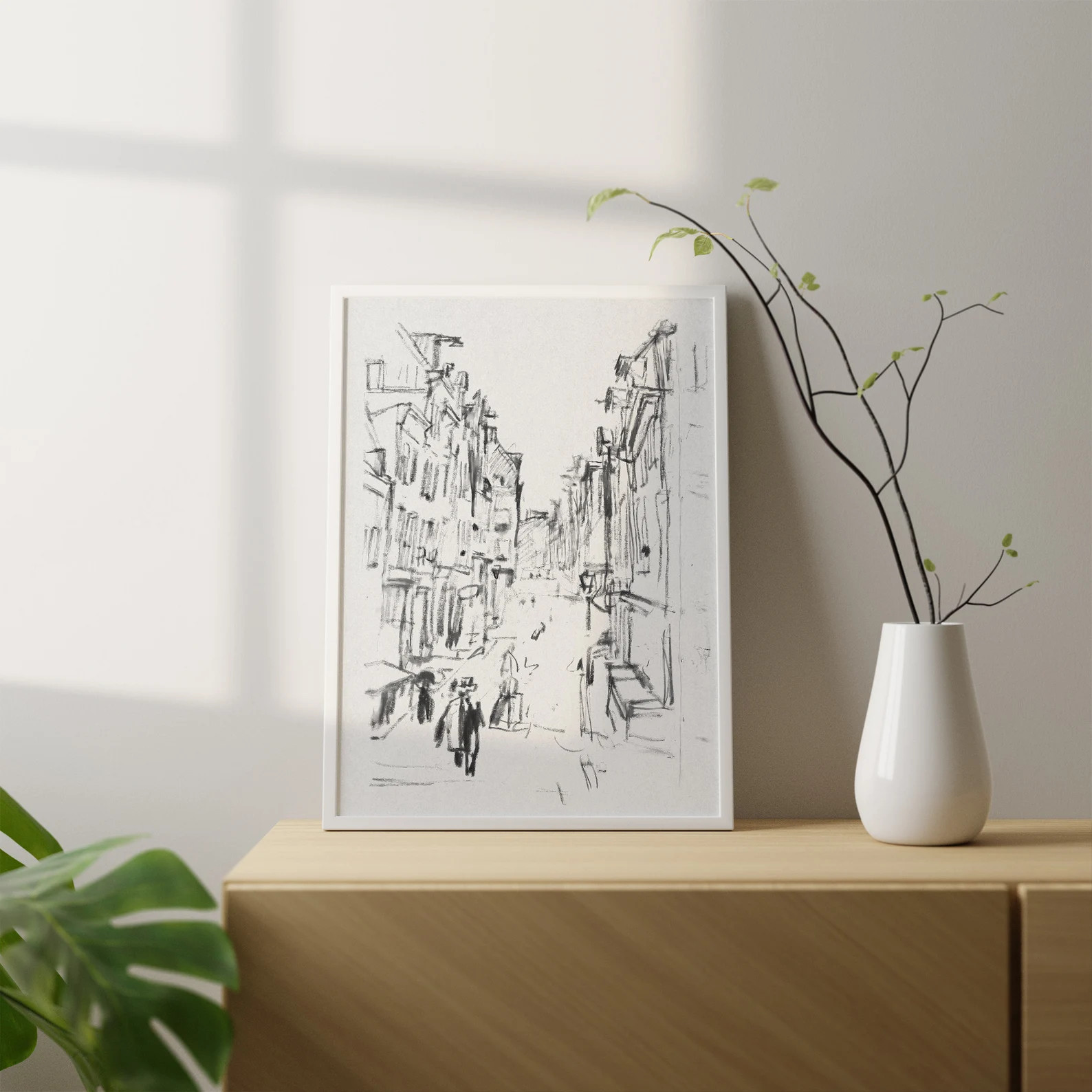 Neutral Vintage City Sketch Prints Set Abstract Line Print Minimal Wall Art Minimalist City Print... | Etsy (US)