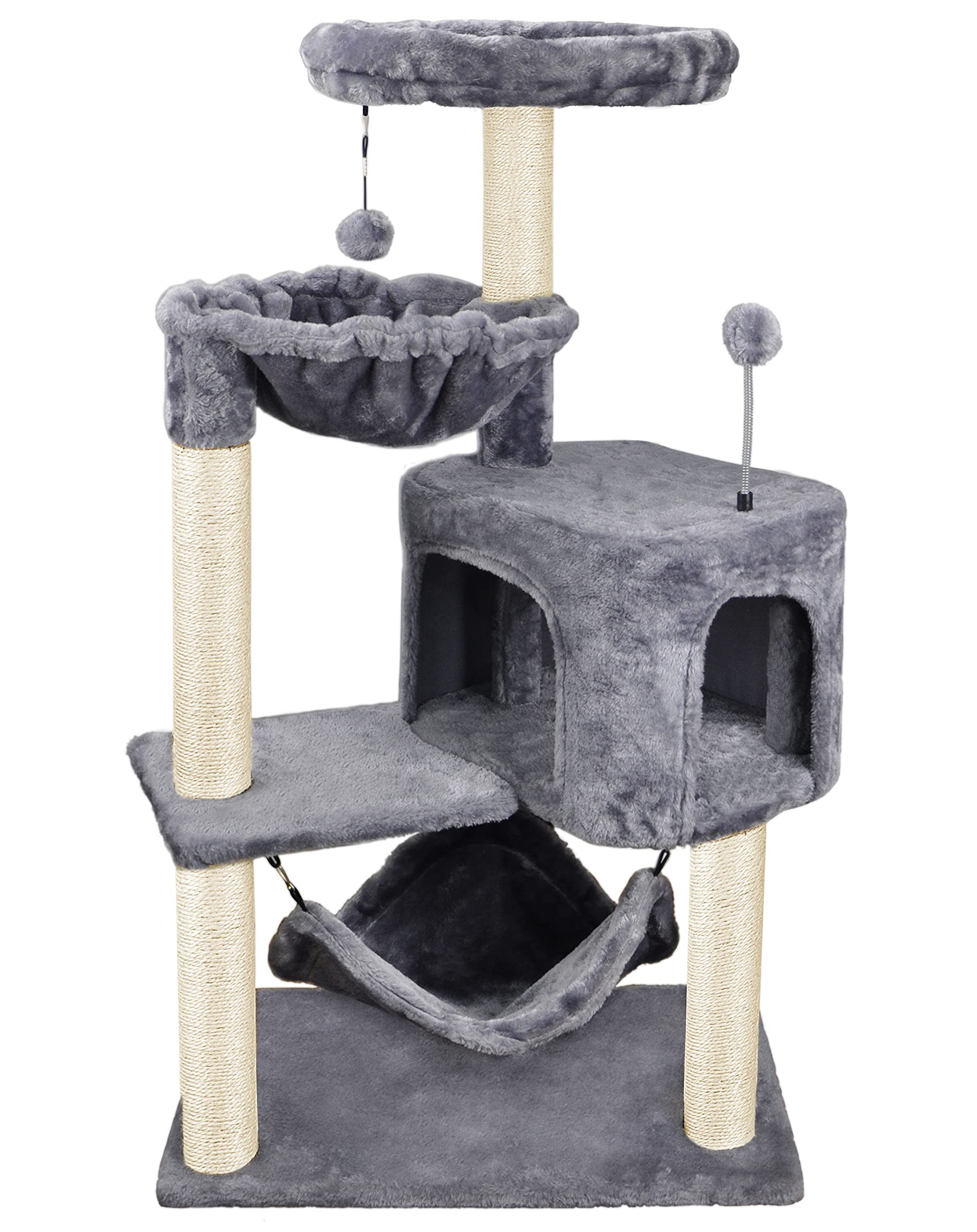 YUNIQUE Cat Tree with Cat Condo and Big Hammock, Grey | Amazon (US)