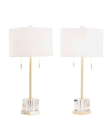 2pk 30in Square Crystal Base Buffet Lamps | TJ Maxx
