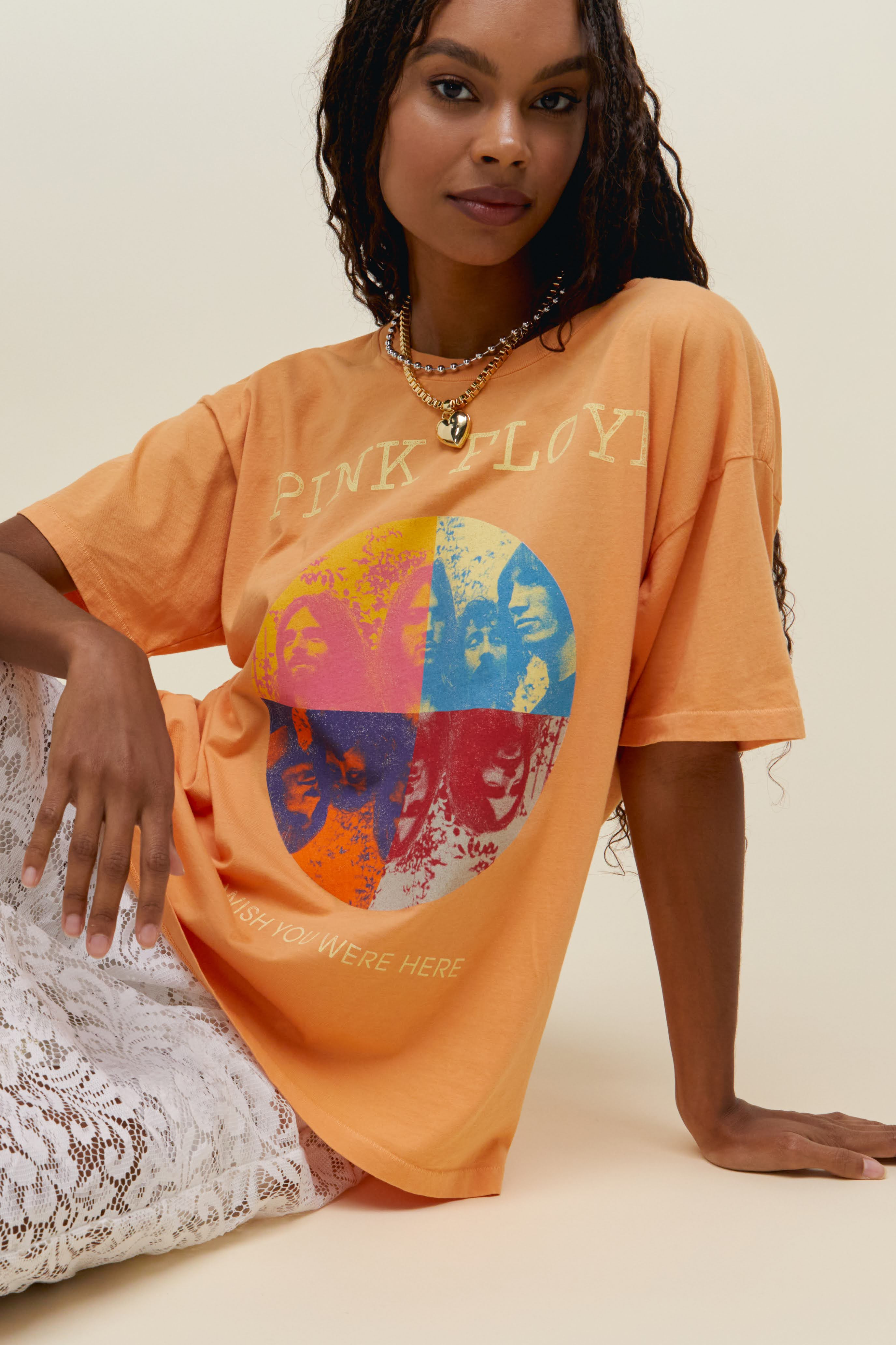 Pink Floyd Wish You Were Here Merch Tee in Vintage Peach | Daydreamer