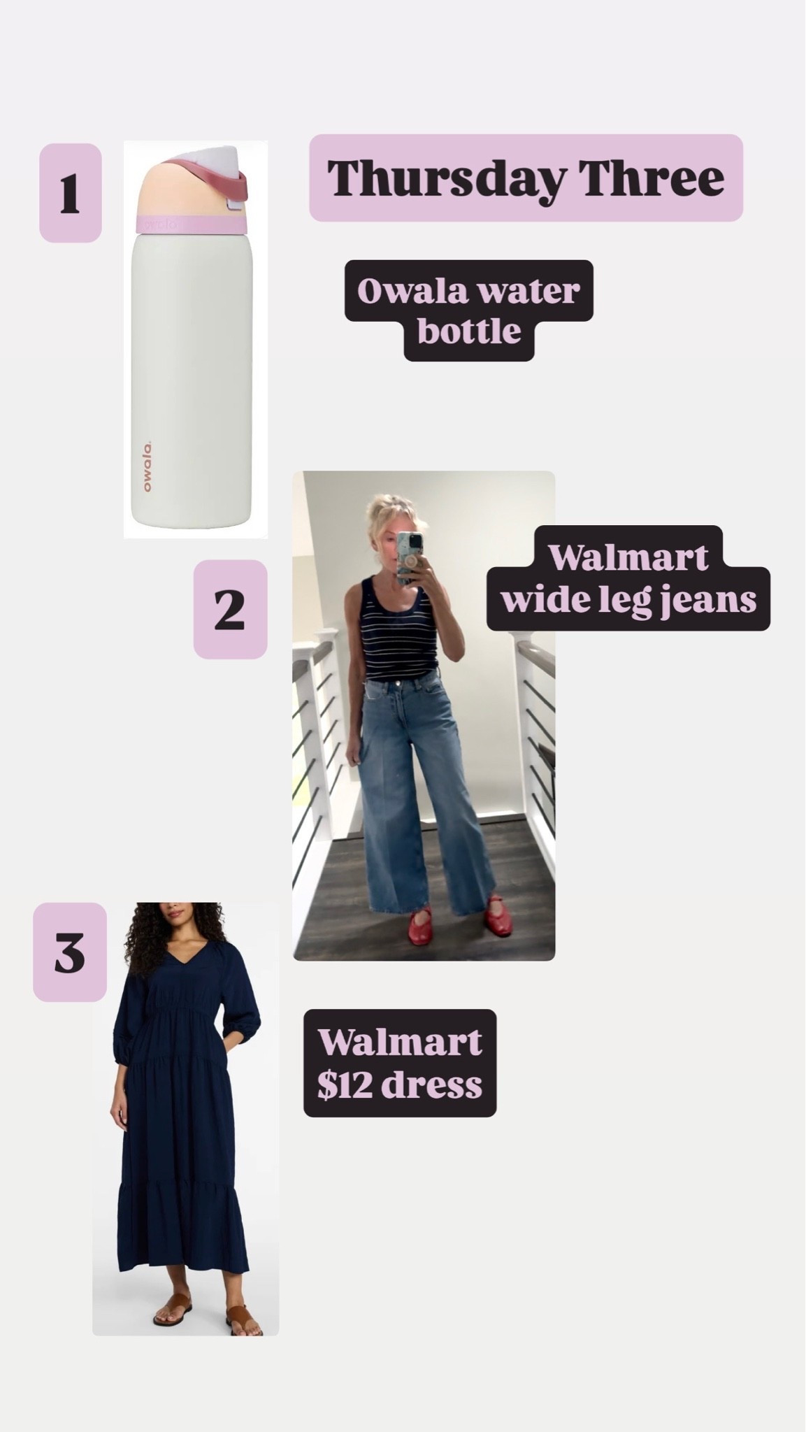 Thursday Three #bestsellers #jeans #summerdress #owala #walmart