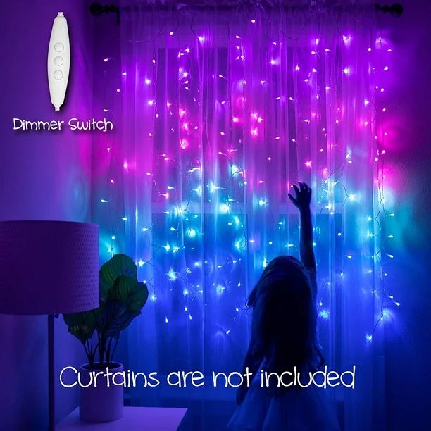 Purple Ombre Mermaid LED Curtain Lights with Remote for Girls Room, Mermaid or Unicorn Room Decor... | Walmart (US)